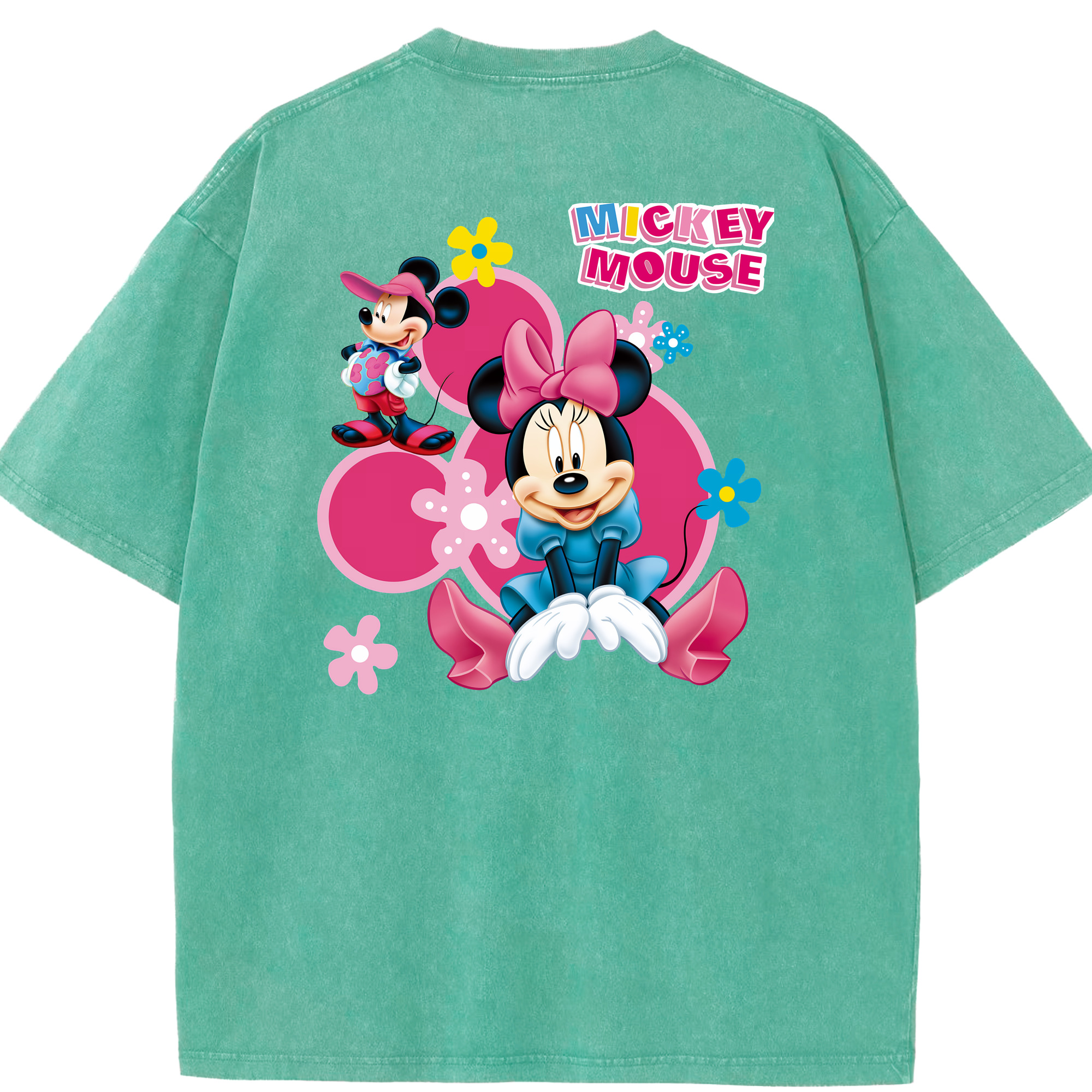 （画像用） ミッキーマウス Mickey Mouse 綿100% ヴィンテージ風 半袖Tシャツ（背面プリント）